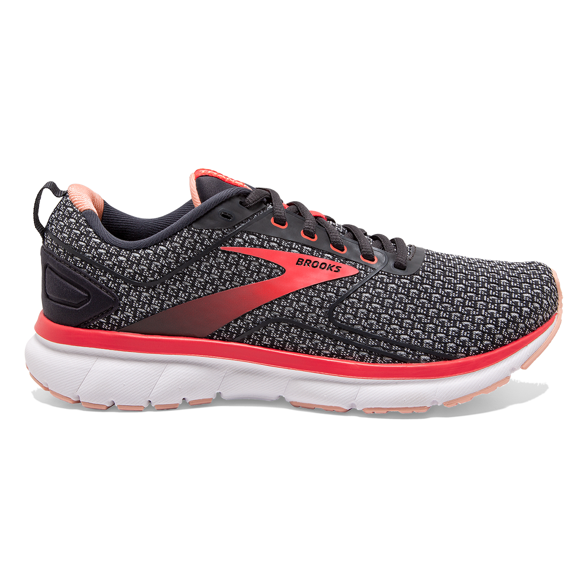 Brooks Transmit 3 — Ebony - Oyster - Hot Coral — Size B — Width 5 — Top View