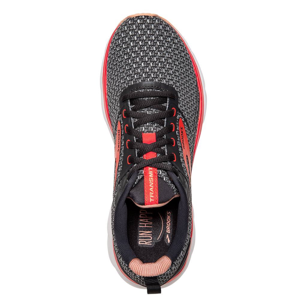 Brooks Transmit 3 — Ebony - Oyster - Hot Coral — Size B — Width 5 — Side View
