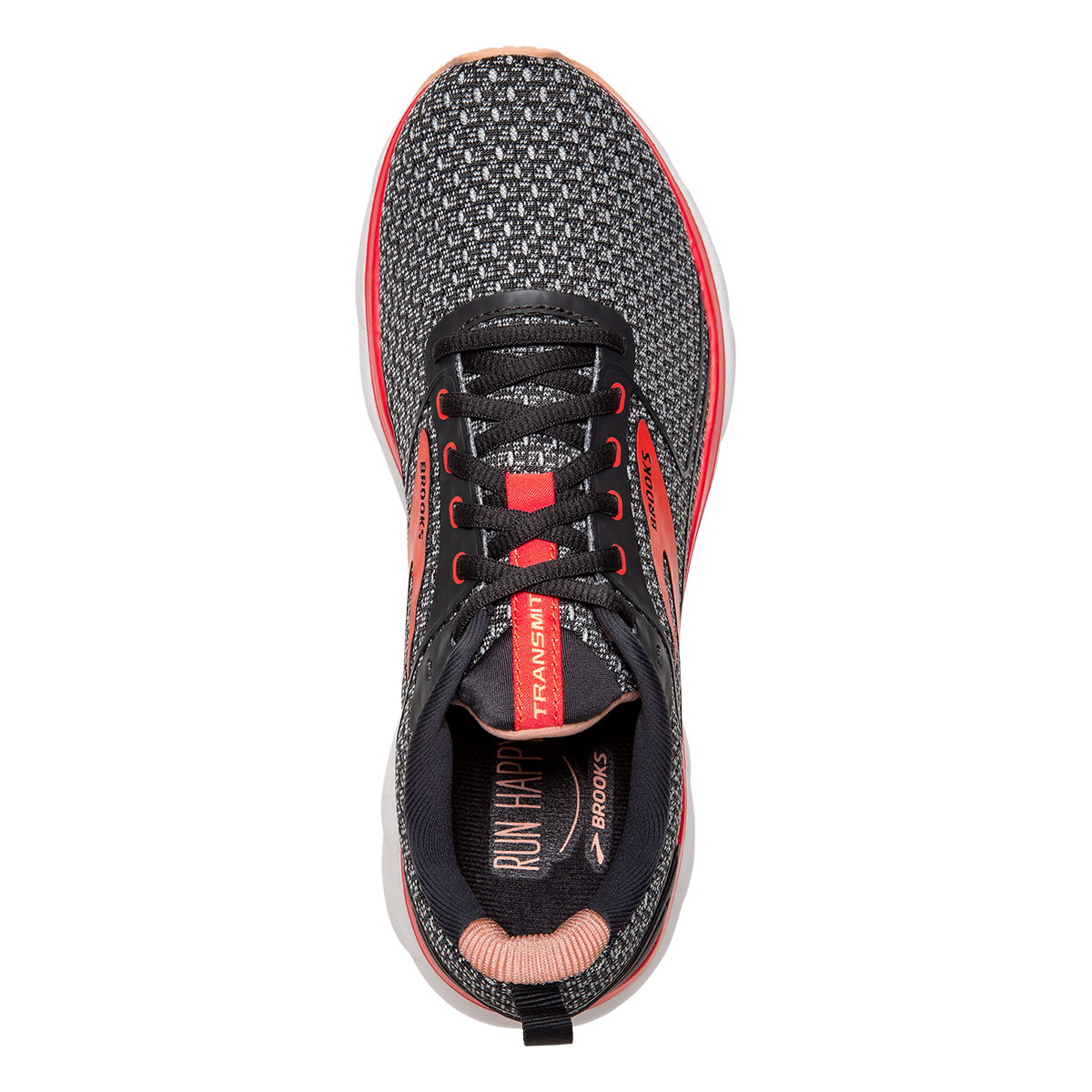 Brooks Transmit 3 — Ebony - Oyster - Hot Coral — Size B — Width 5 — Side View