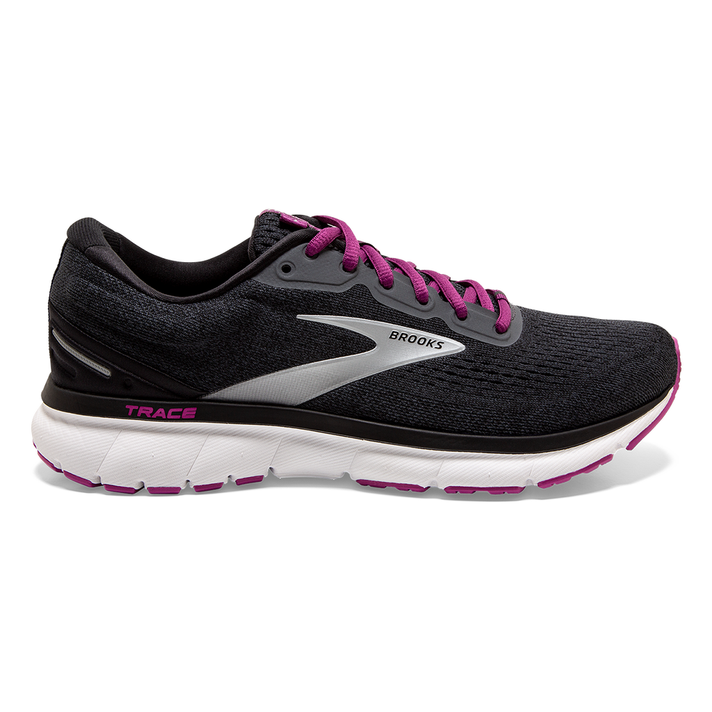 Brooks Trace — Ebony - White - Pink — Size B — Width 9 — Front View