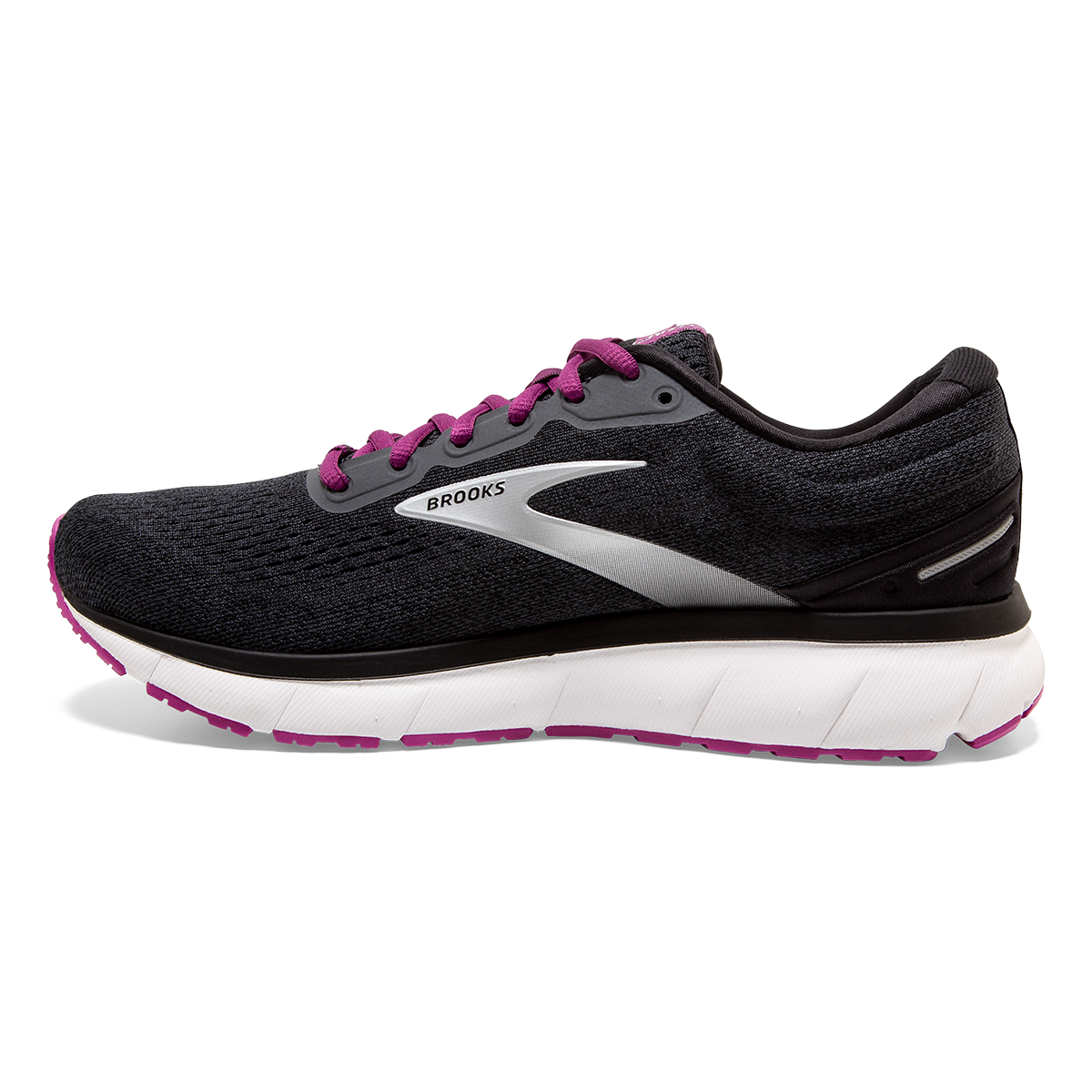 Brooks Trace — Ebony - White - Pink — Size B — Width 9 — Side View
