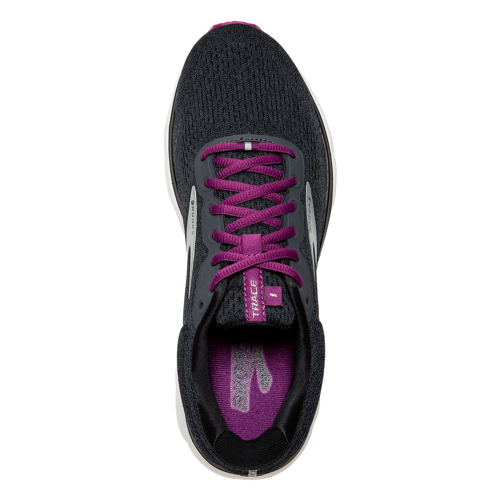 Brooks Trace — Ebony - White - Pink — Size B — Width 9 — Back View
