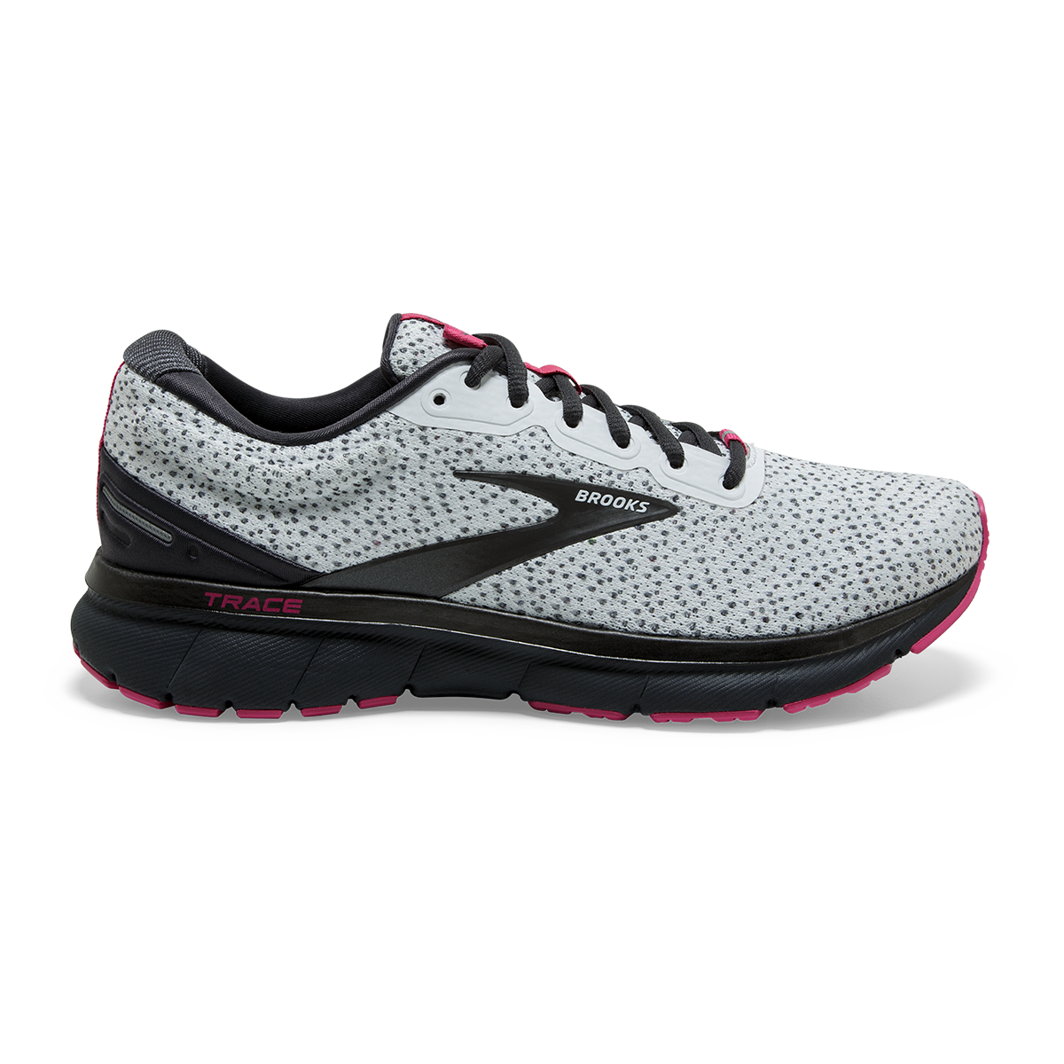Brooks Trace — Ebony - White - Pink — Size B — Width 9 — Detail View
