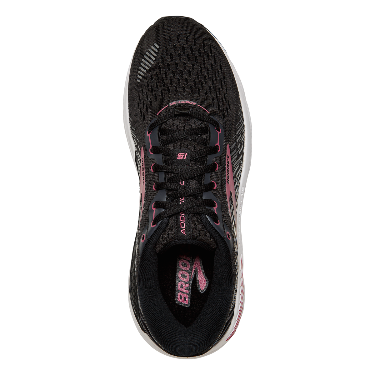 Brooks Addiction GTS 15 — Black - Ebony - Mauvewood — Size B — Width 10 — Back View