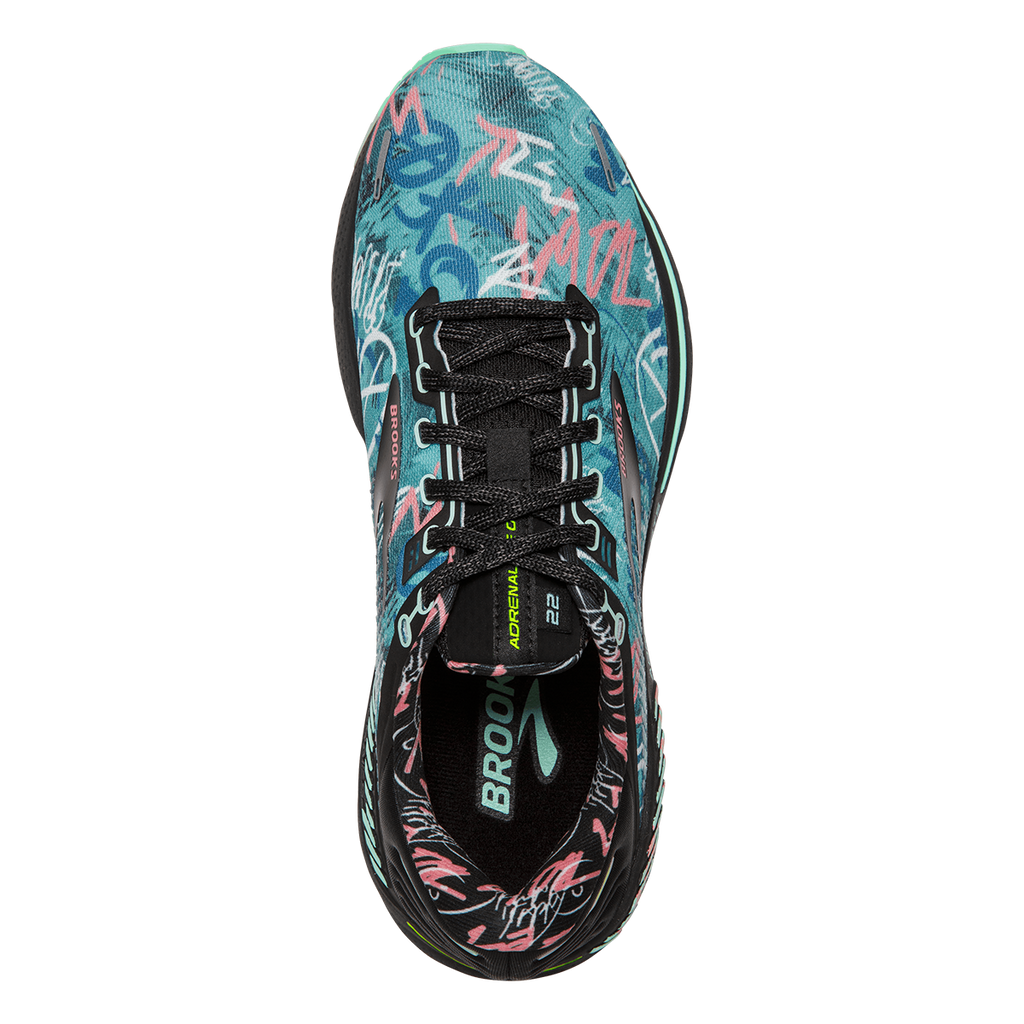Brooks Adrenaline GTS 22 TAG — Black - Yucca - Flamingo Pink — Size B — Width 10 — Back View