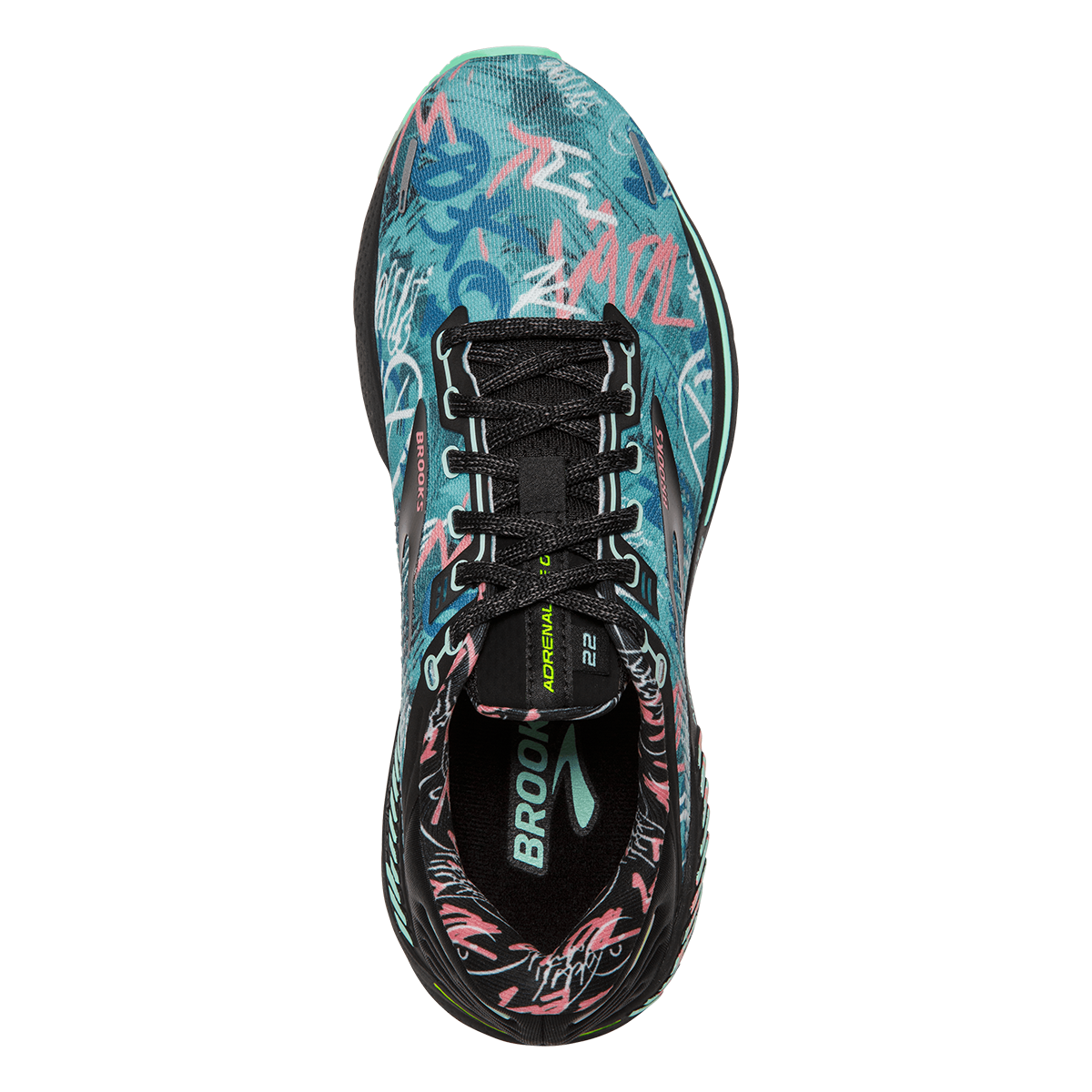 Brooks Adrenaline GTS 22 TAG — Black - Yucca - Flamingo Pink — Size B — Width 10 — Back View