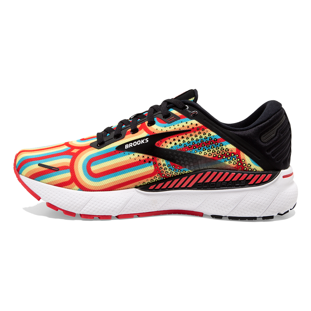 Brooks Adrenaline GTS 22 Disco — Black - Bittersweet - Limelight — Size B — Width 5 — Side View
