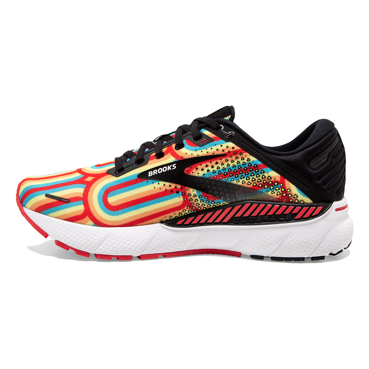 Brooks Adrenaline GTS 22 Disco — Black - Bittersweet - Limelight — Size B — Width 5 — Side View