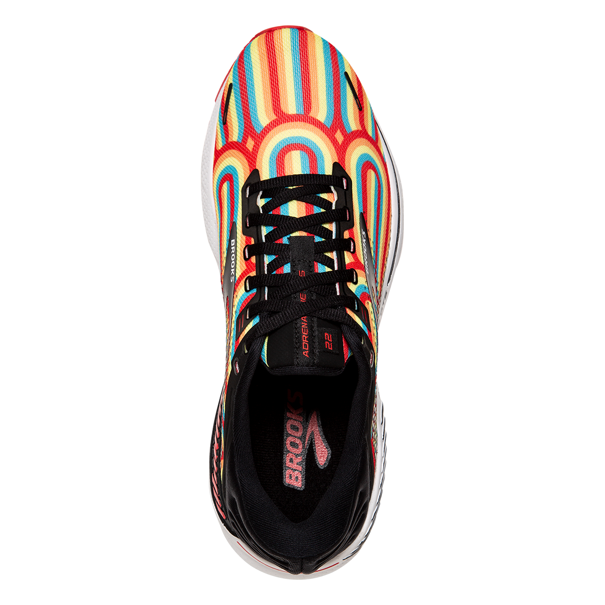 Brooks Adrenaline GTS 22 Disco — Black - Bittersweet - Limelight — Size B — Width 5 — Back View
