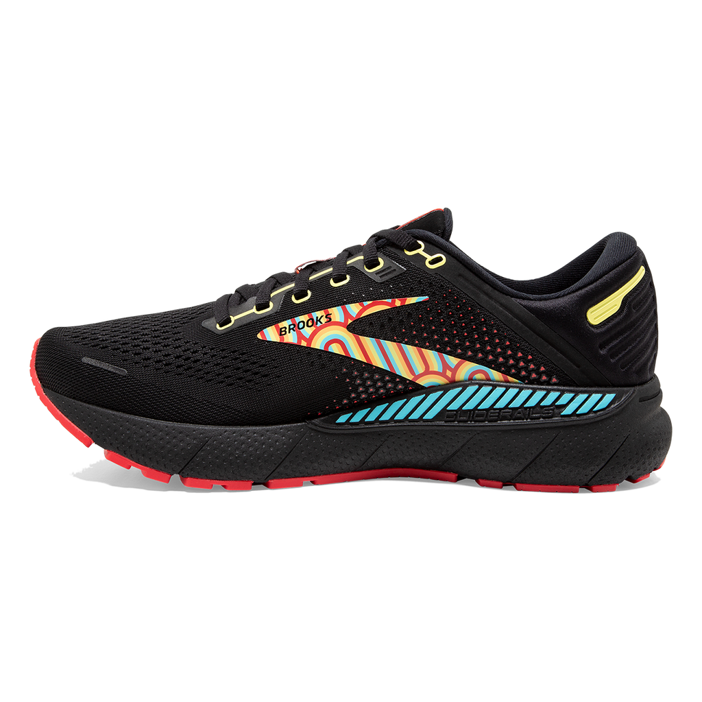 Brooks Adrenaline GTS 22 Disco — Black - Bittersweet - Limelight — Size B — Width 5 — Lifestyle View