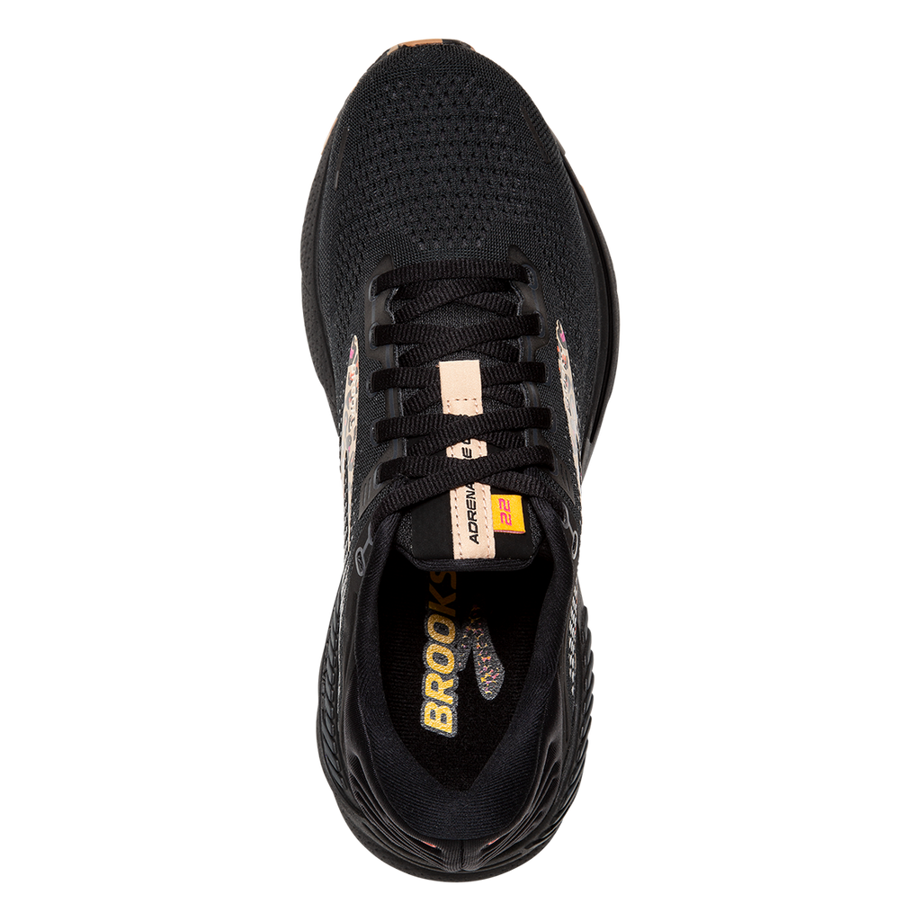 Brooks Adrenaline GTS 22 Folk Frenzy — Ginger - Black - Citrus — Size B — Width 9.5 — Back View