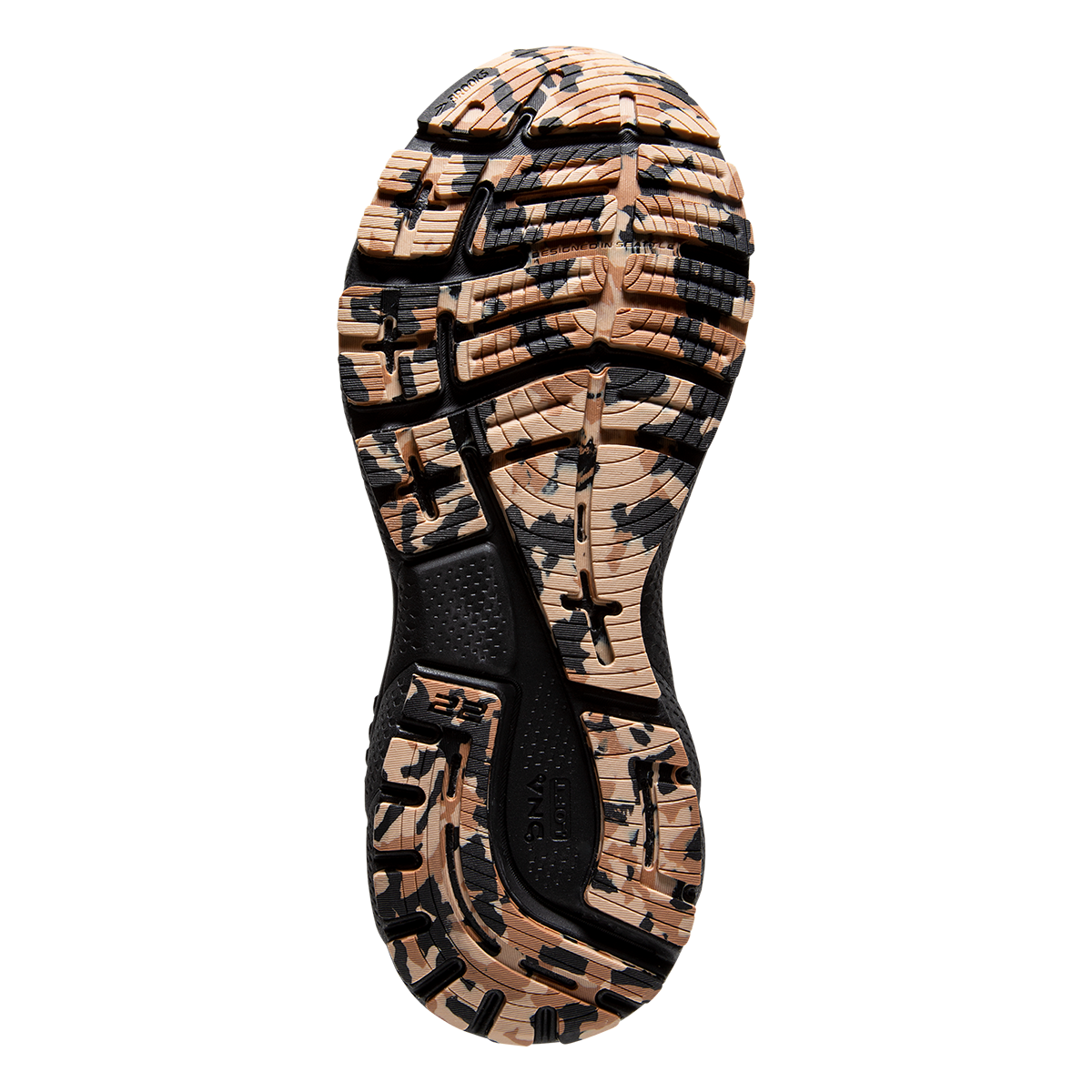 Brooks Adrenaline GTS 22 Folk Frenzy — Ginger - Black - Citrus — Size B — Width 9.5 — Top View