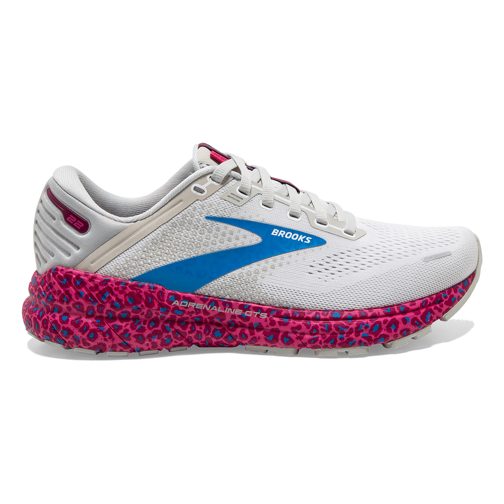 Brooks Adrenaline GTS 22 Cheetah — Magenta - White - Raspberry — Size B — Width 6 — Detail View