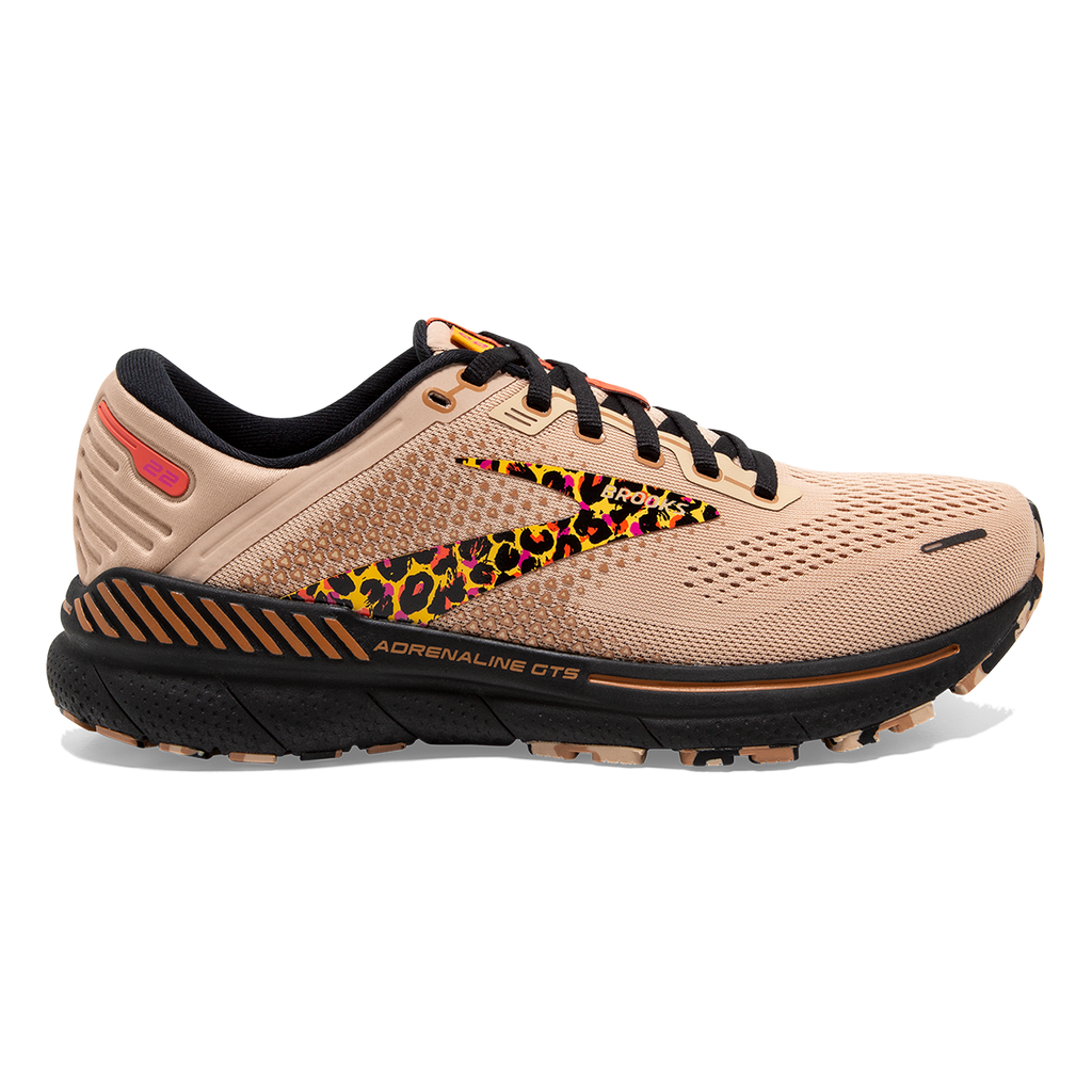 Brooks Adrenaline GTS 22 Folk Frenzy — Ginger - Black - Citrus — Size B — Width 9.5 — Detail View