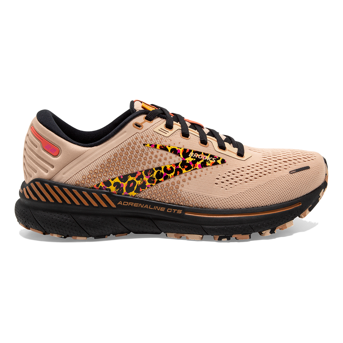 Brooks Adrenaline GTS 22 Folk Frenzy — Ginger - Black - Citrus — Size B — Width 9.5 — Detail View