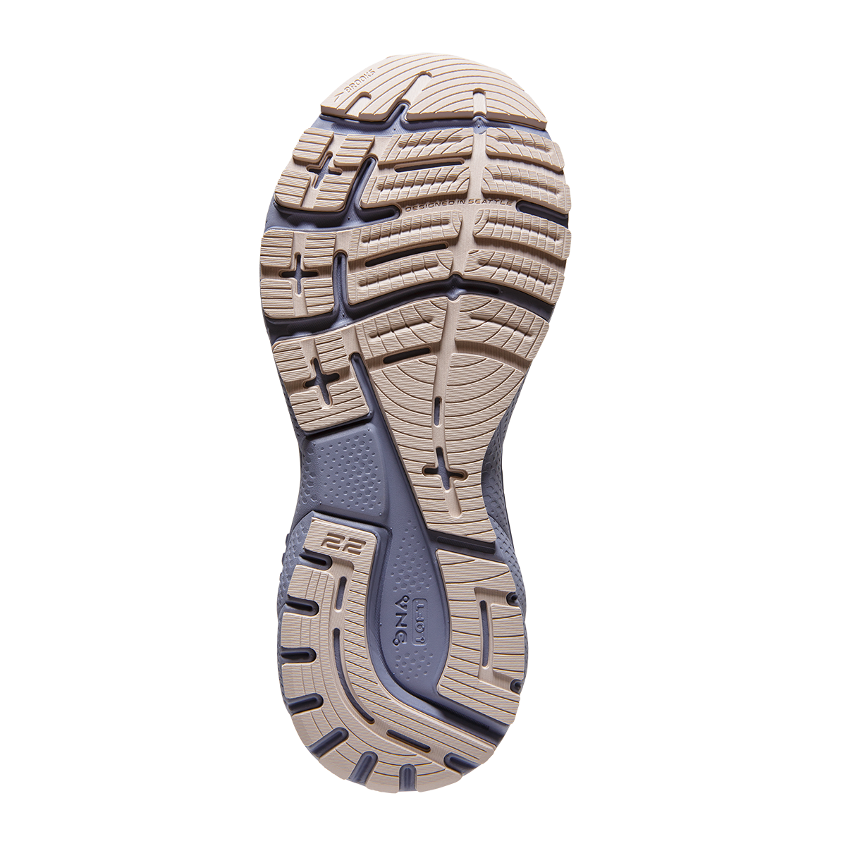 Brooks Adrenaline GTS 22 Metallic — Lilac - Tempest - Pink — Size B — Width 10 — Top View
