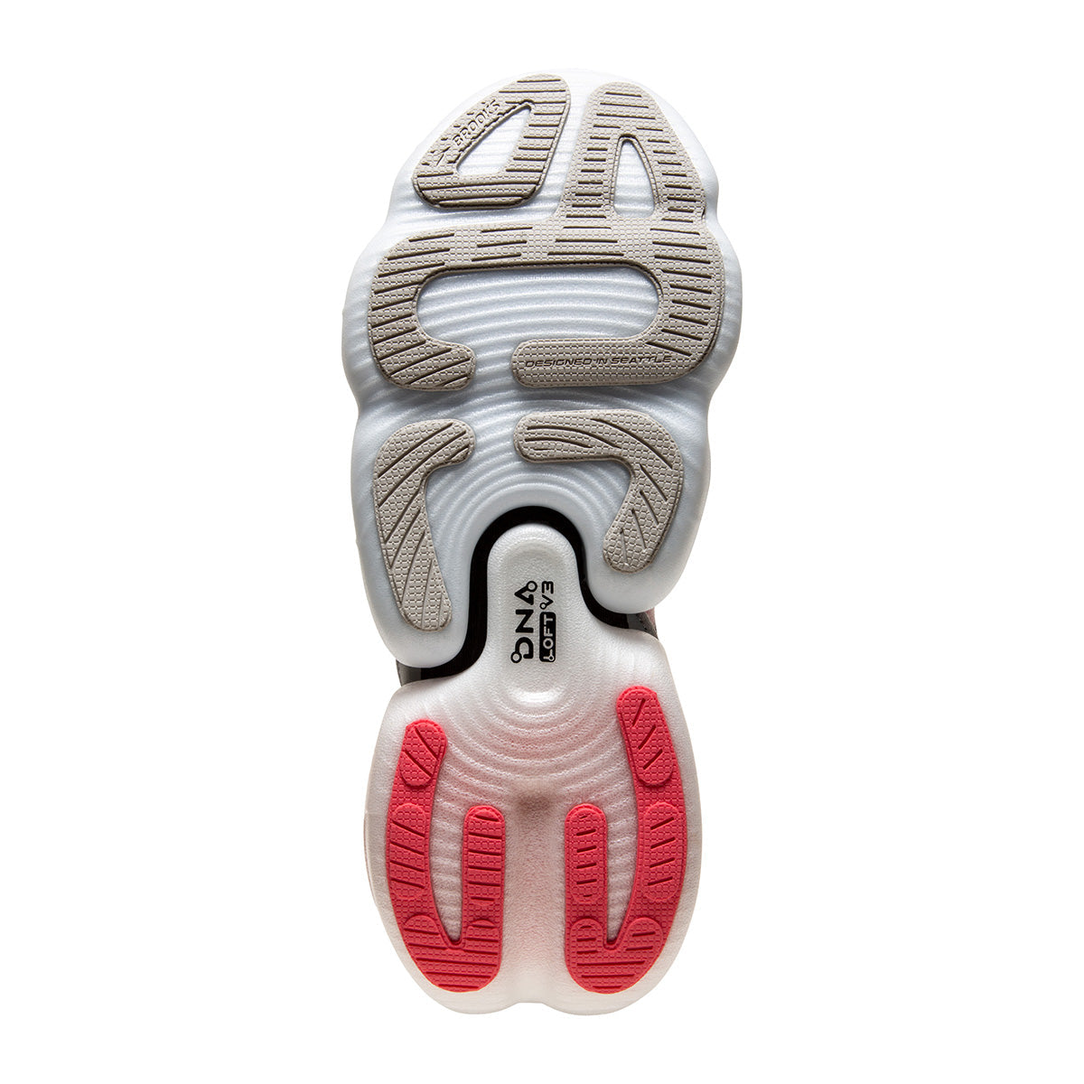 Brooks Aurora-BL — Grey - Coral - Black — Size B — Width 10.5 — Top View