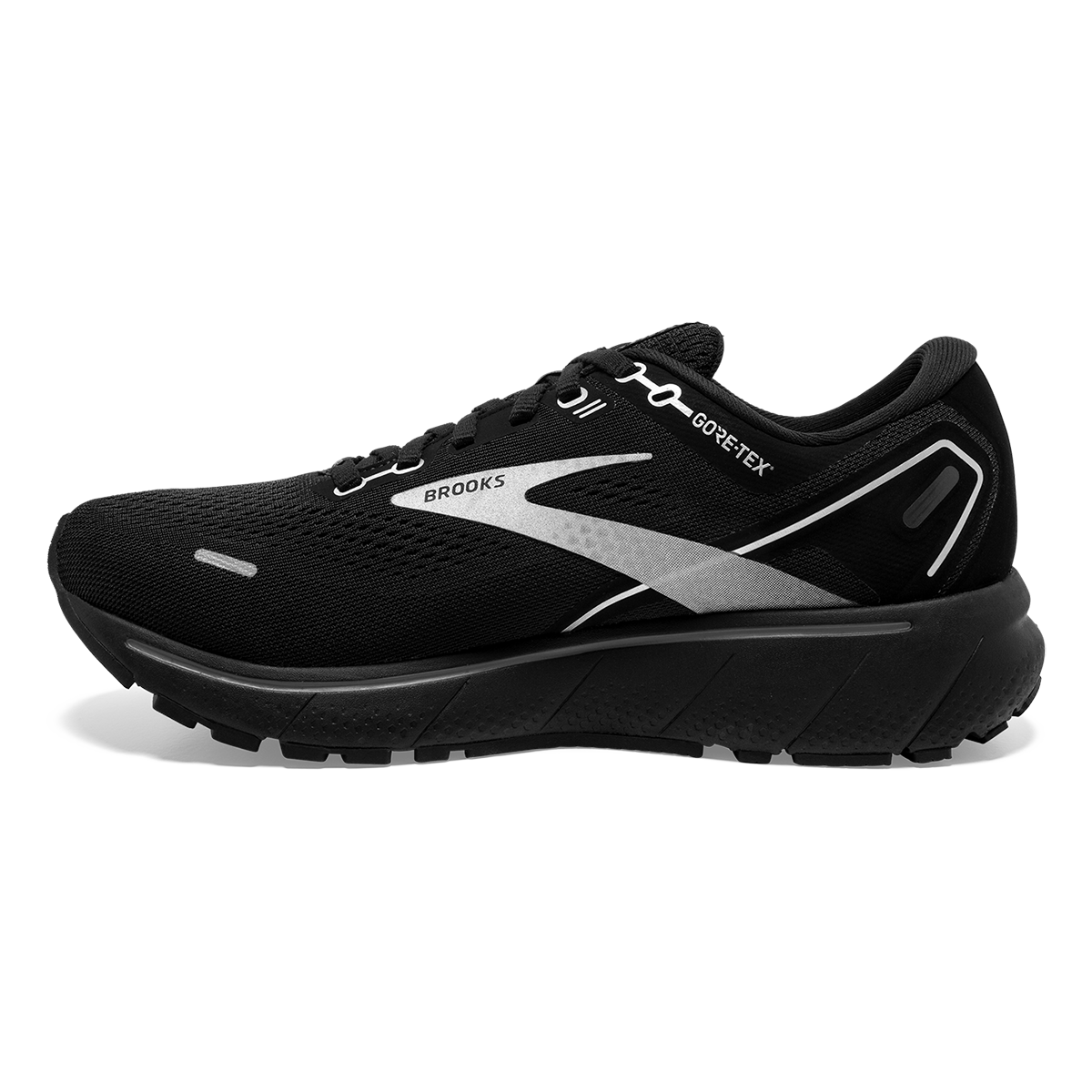 Brooks Ghost 14 GTX — Black - Blackened Pearl - Aqua Glass — Size B — Width 10.5 — Side View