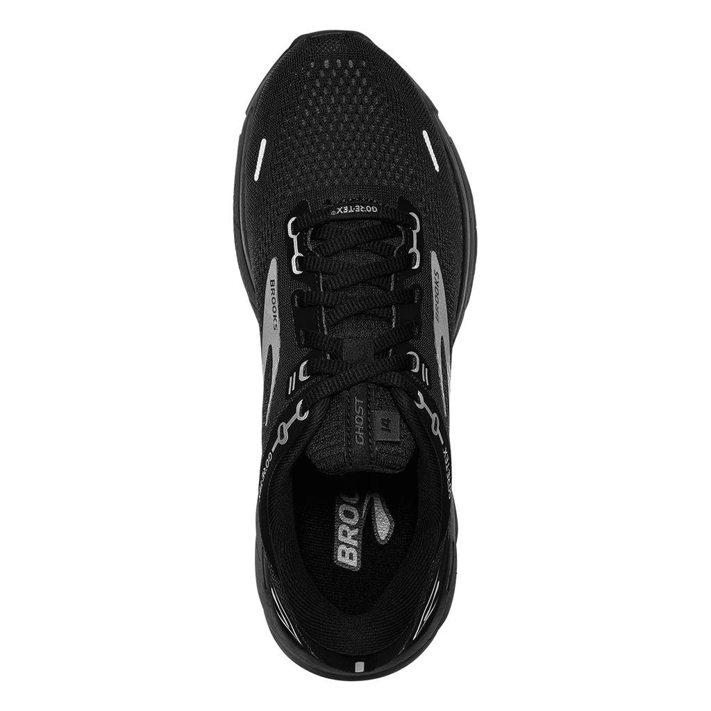 Brooks Ghost 14 GTX — Black - Blackened Pearl - Aqua Glass — Size B — Width 10.5 — Back View