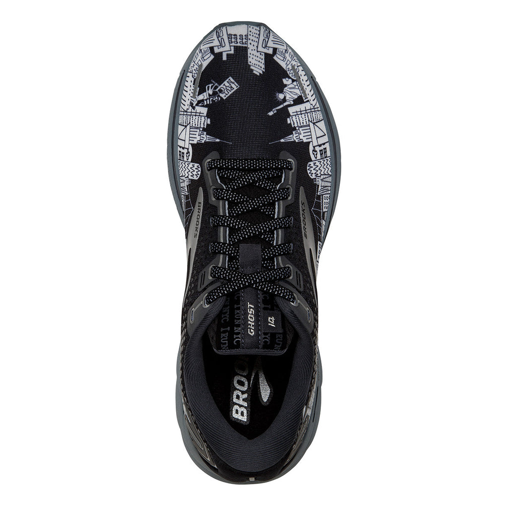 Brooks Ghost 14 NYC Marathon — Black - Ebony - Sleet — Size B — Width 10.5 — Back View