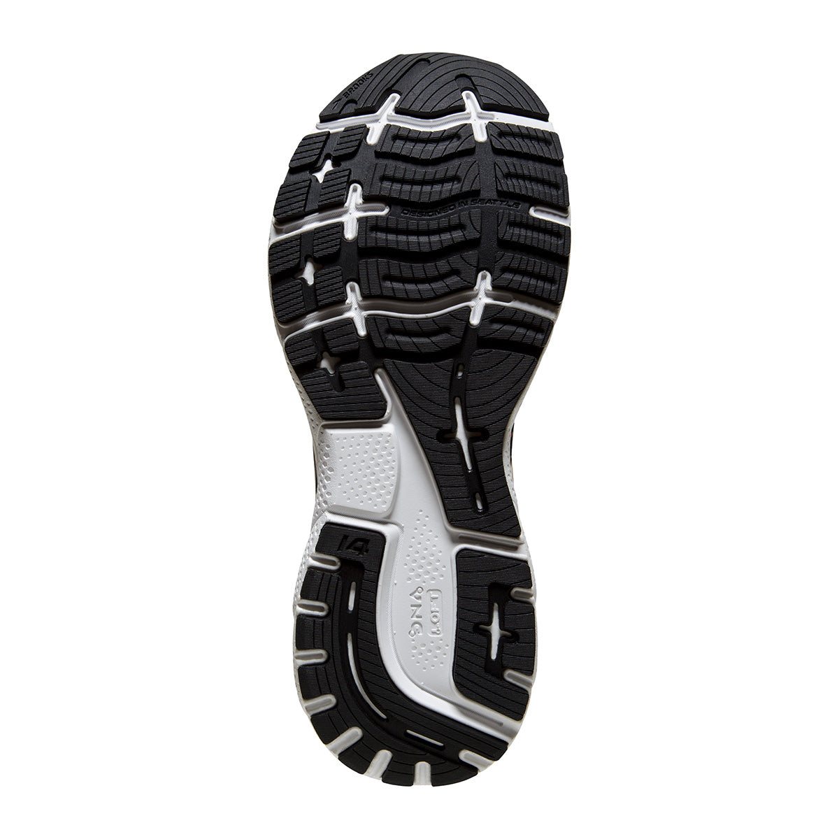 Brooks Ghost 14 Run Hoppy — Black - White - Fiery Red — Size B — Width 10.5 — Top View
