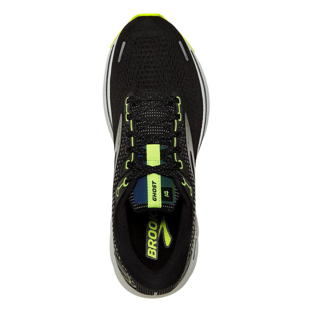 Brooks Ghost 14 Run Visible — Black - Nightlife - Spa Blue — Size B — Width 10 — Back View