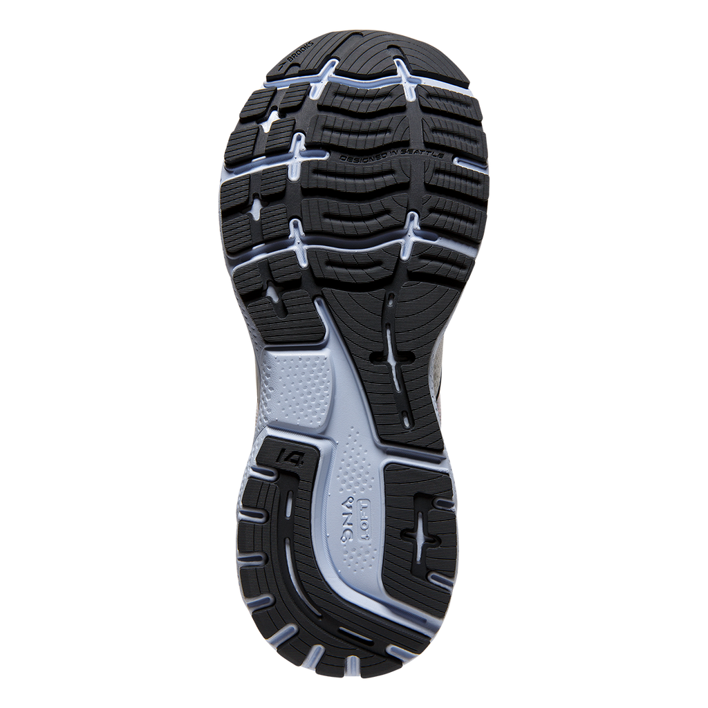 Brooks Ghost 14 Pixel — White - Heather - Ebony — Size B — Width 11 — Top View