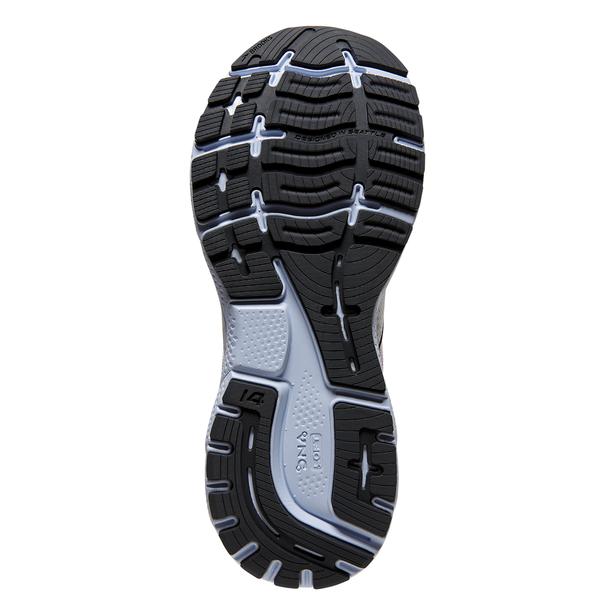 Brooks Ghost 14 Pixel — White - Heather - Ebony — Size B — Width 11 — Top View