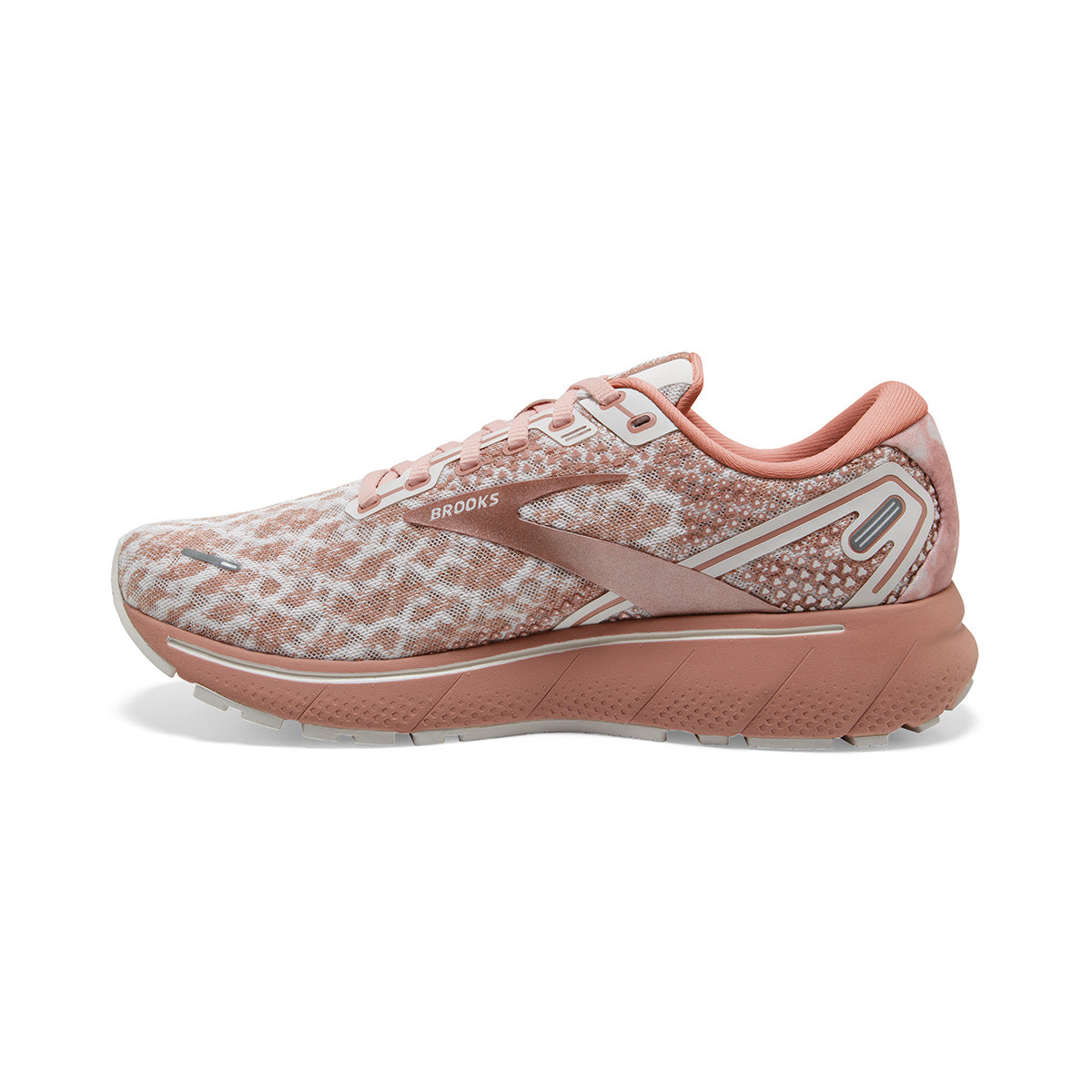 Brooks Ghost 14 Terra — Delicacy - Brown - Coral Cloud — Size B — Width 10.5 — Side View
