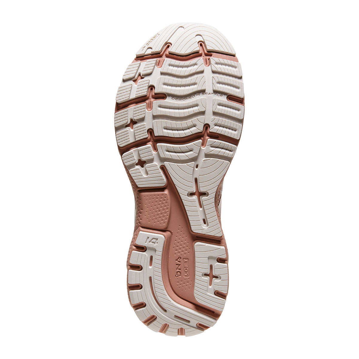 Brooks Ghost 14 Terra — Delicacy - Brown - Coral Cloud — Size B — Width 10.5 — Top View