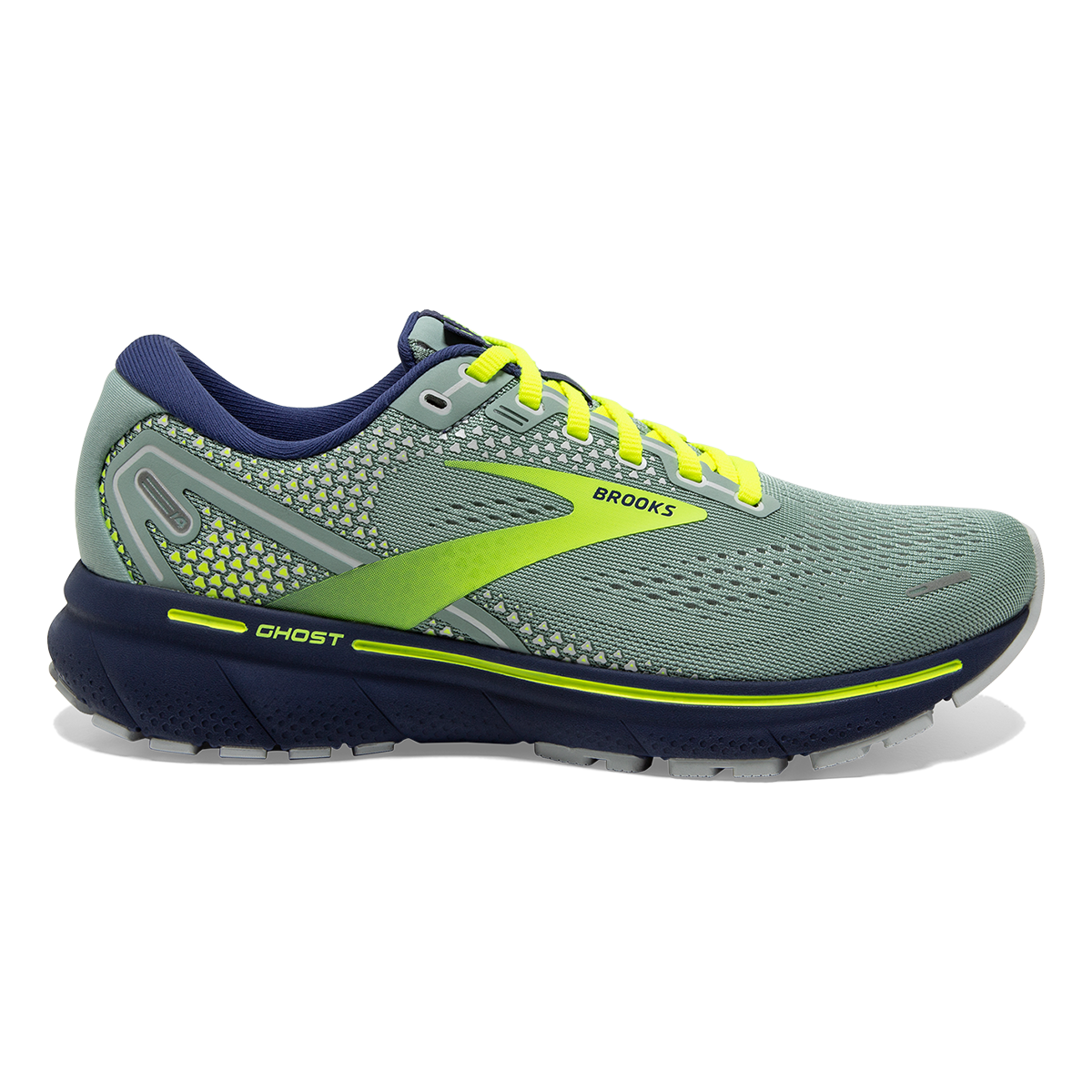 Brooks Ghost 14 Regional — Grey - Pink - Sulphur Spring — Size B — Width 10.5 — Front View