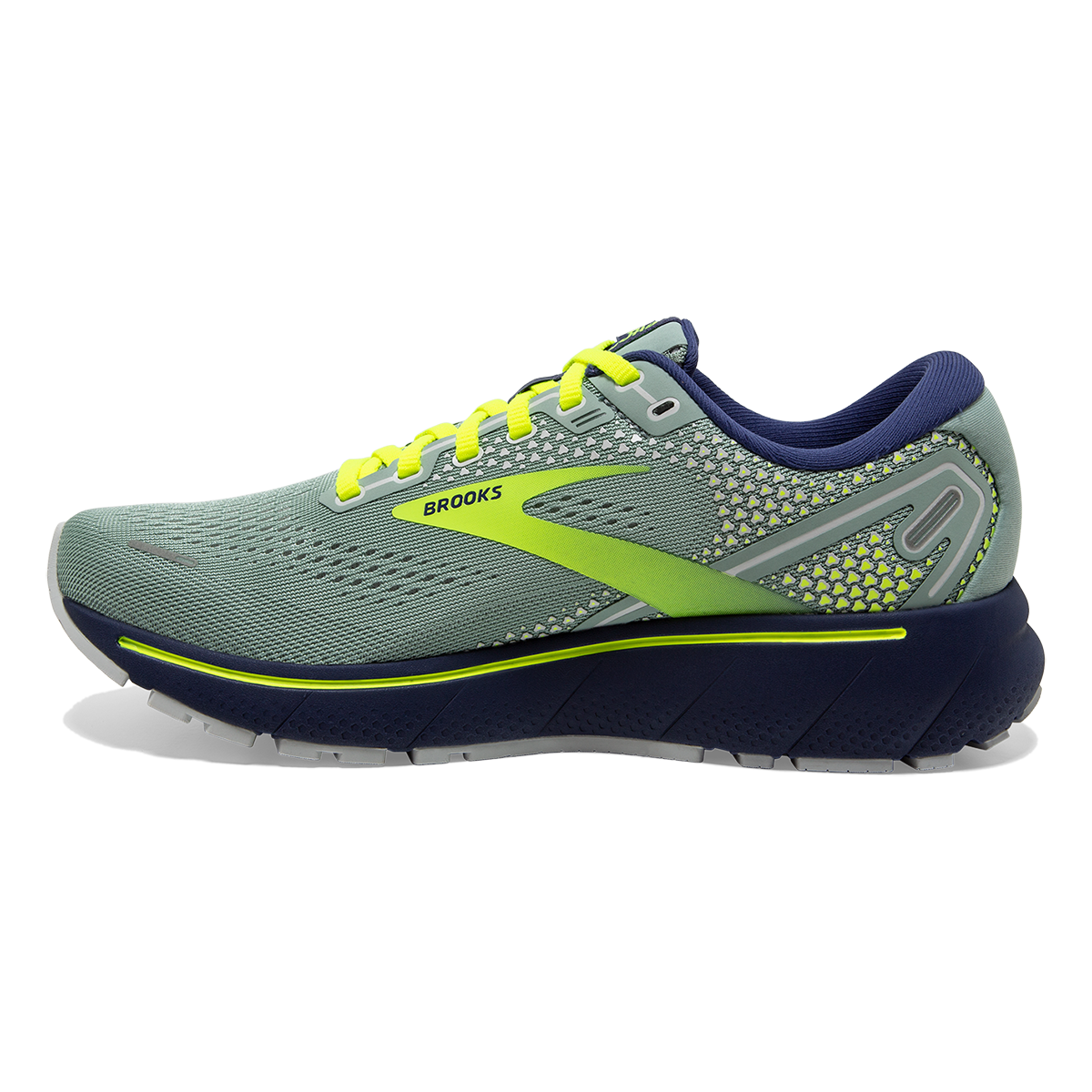 Brooks Ghost 14 Regional — Grey - Pink - Sulphur Spring — Size B — Width 10.5 — Side View