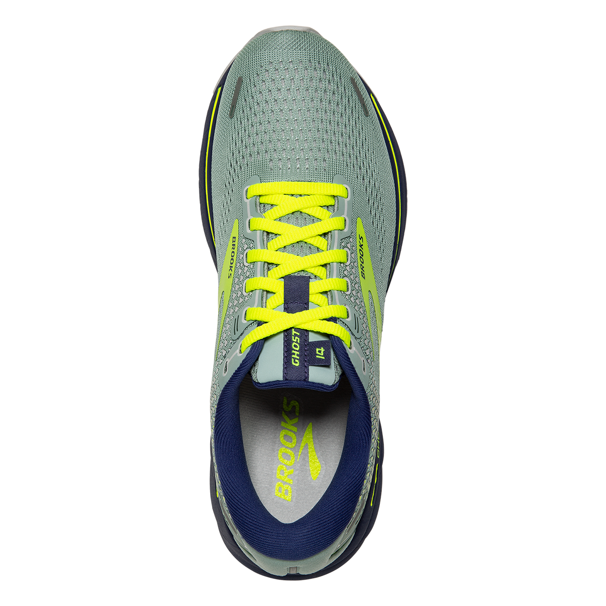 Brooks Ghost 14 Regional — Grey - Pink - Sulphur Spring — Size B — Width 10.5 — Back View