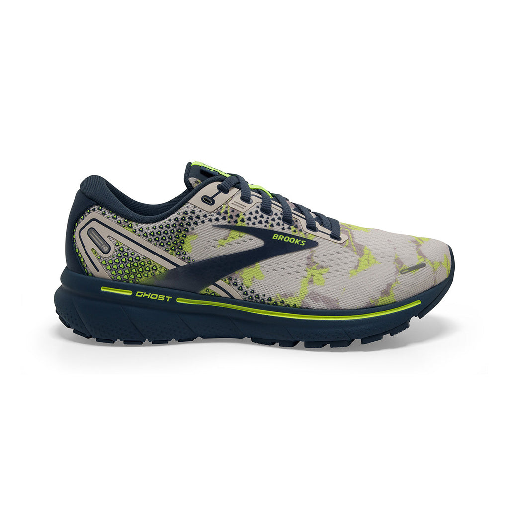 Brooks Ghost 14 Camo — White - Grey - Black — Size B — Width 10.5 — Front View