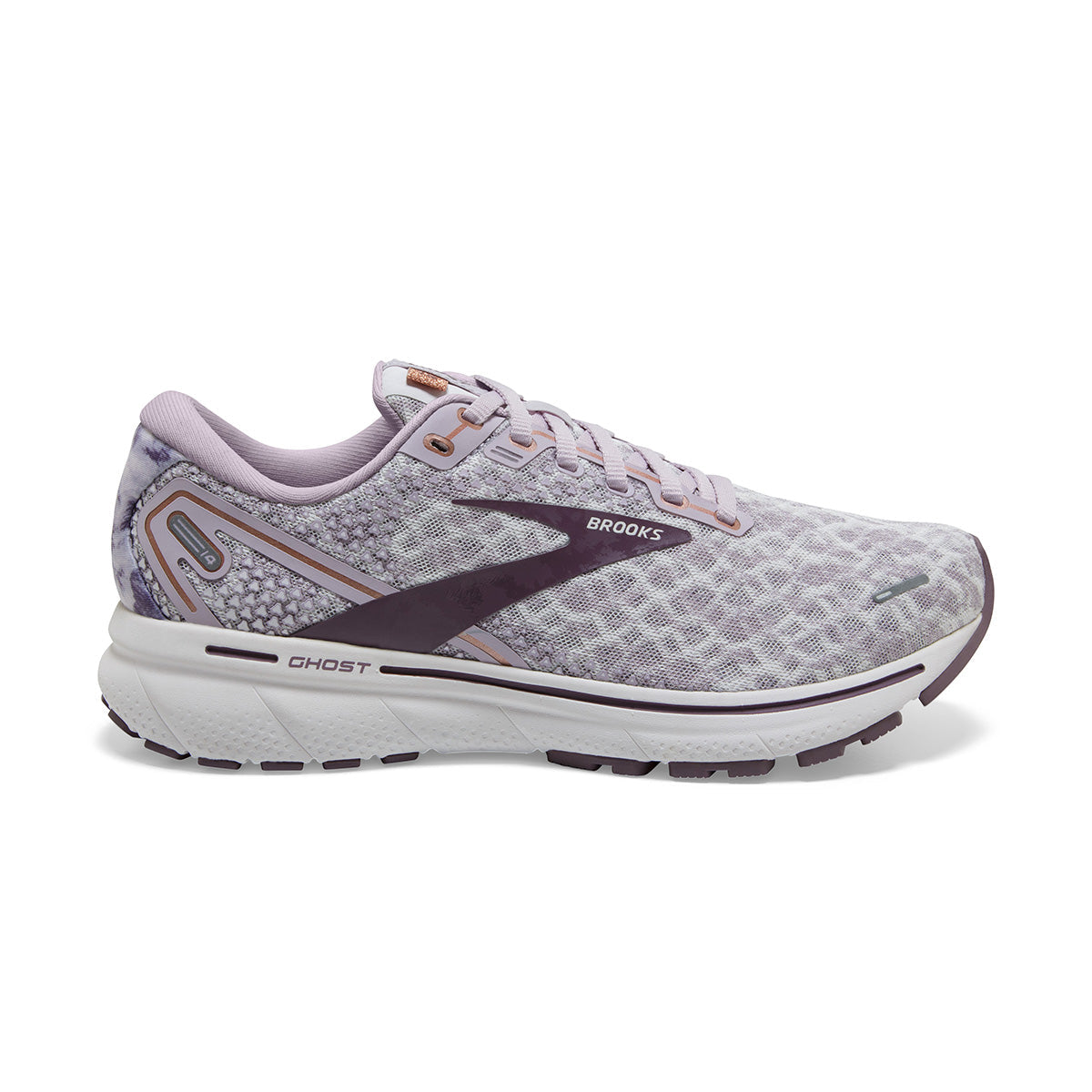 Brooks Ghost 14 Terra — Delicacy - Brown - Coral Cloud — Size B — Width 10.5 — Detail View