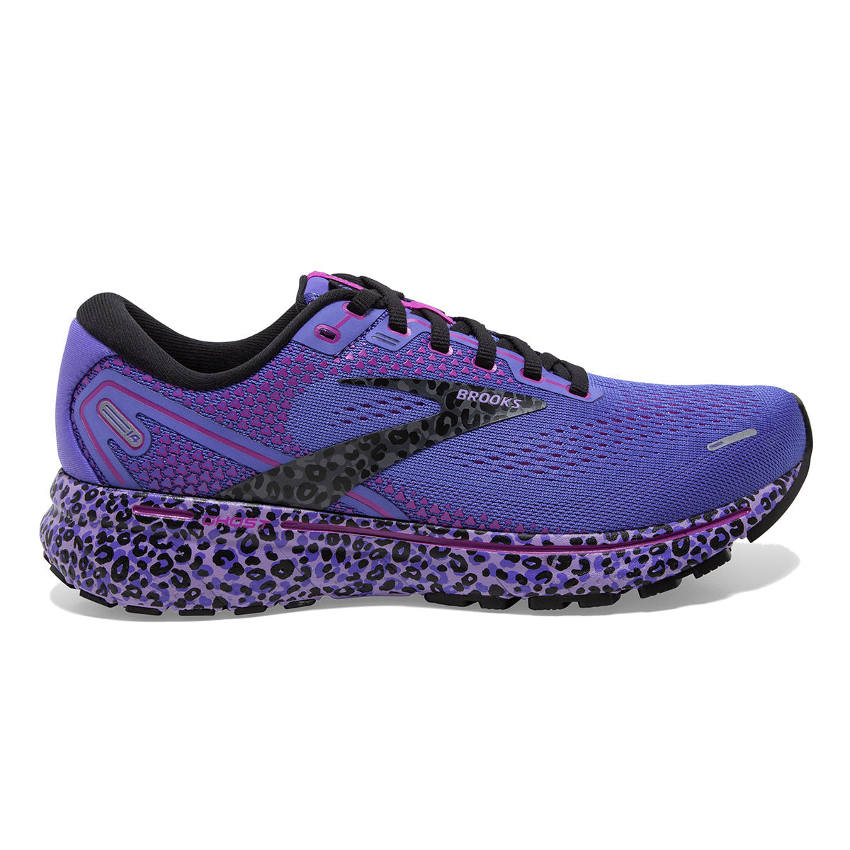 Brooks Ghost 14 Run Wild — Ebony - Black - Purple — Size B — Width 10.5 — Front View