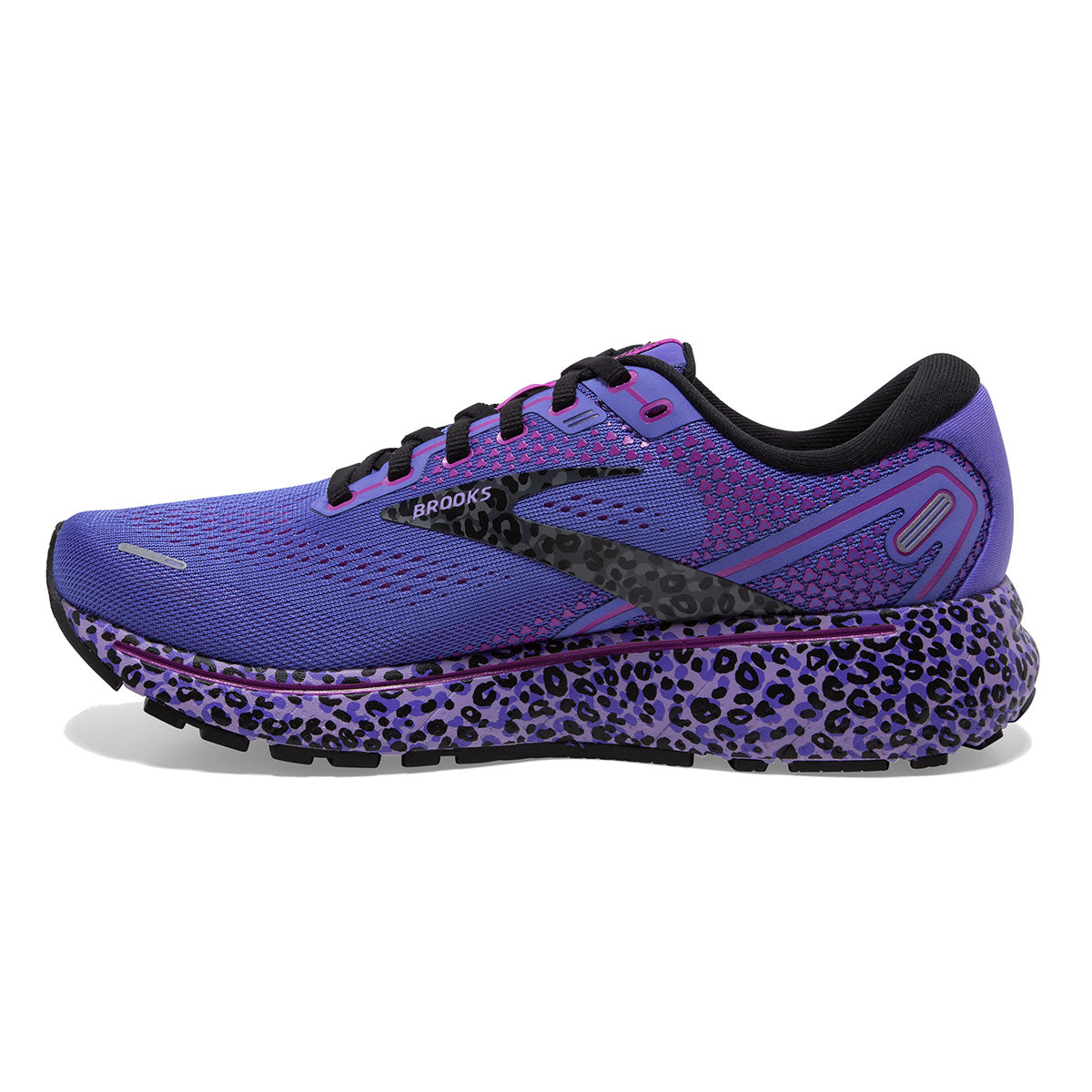 Brooks Ghost 14 Run Wild — Ebony - Black - Purple — Size B — Width 10.5 — Side View