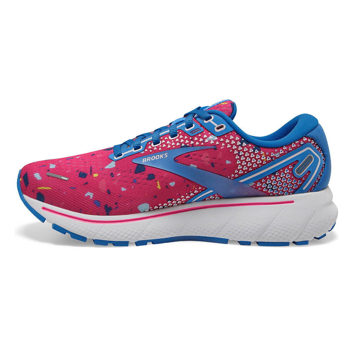 Brooks Ghost 14 FUSE — Beetroot - Campanula - Pink — Size B — Width 10.5 — Side View