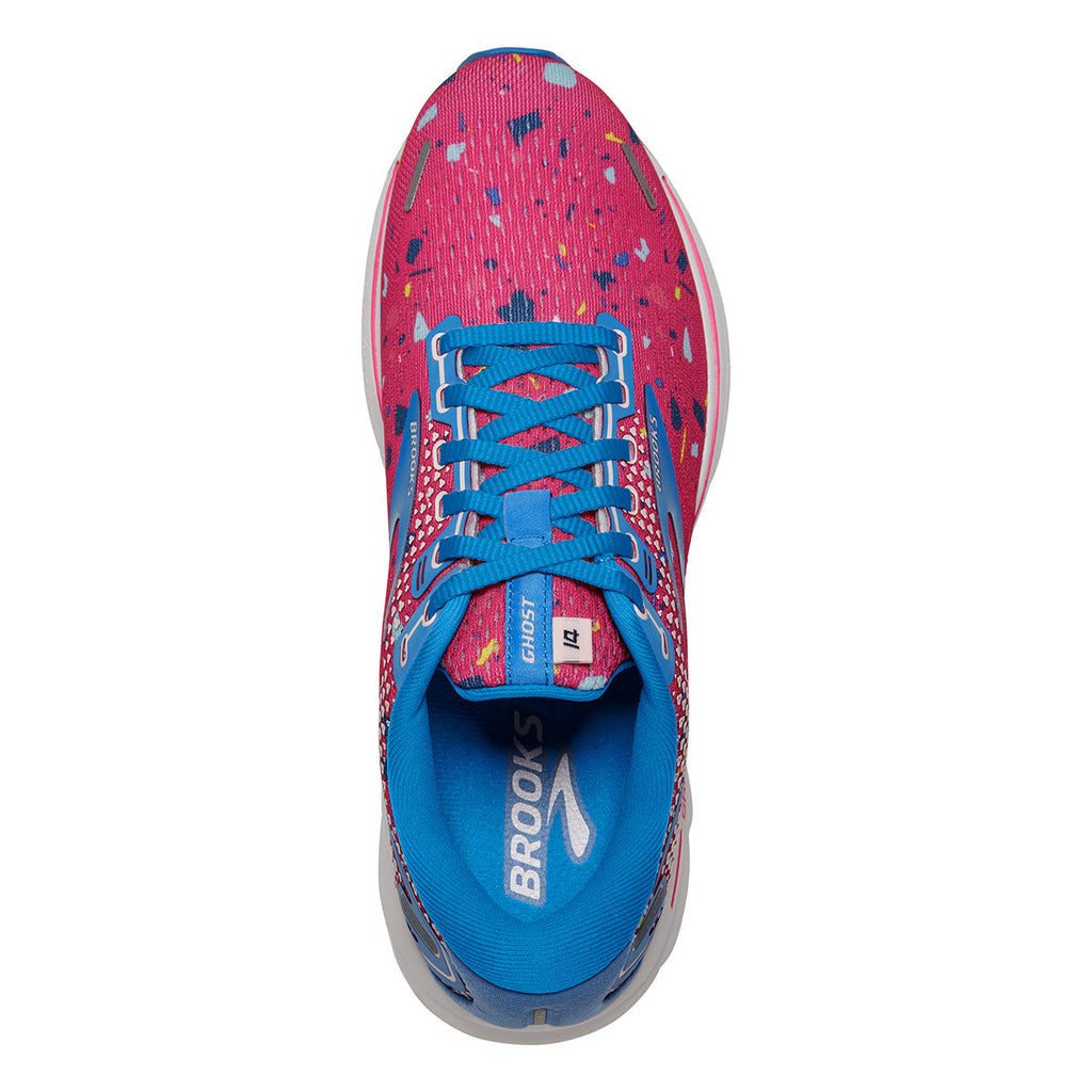 Brooks Ghost 14 FUSE — Beetroot - Campanula - Pink — Size B — Width 10.5 — Back View