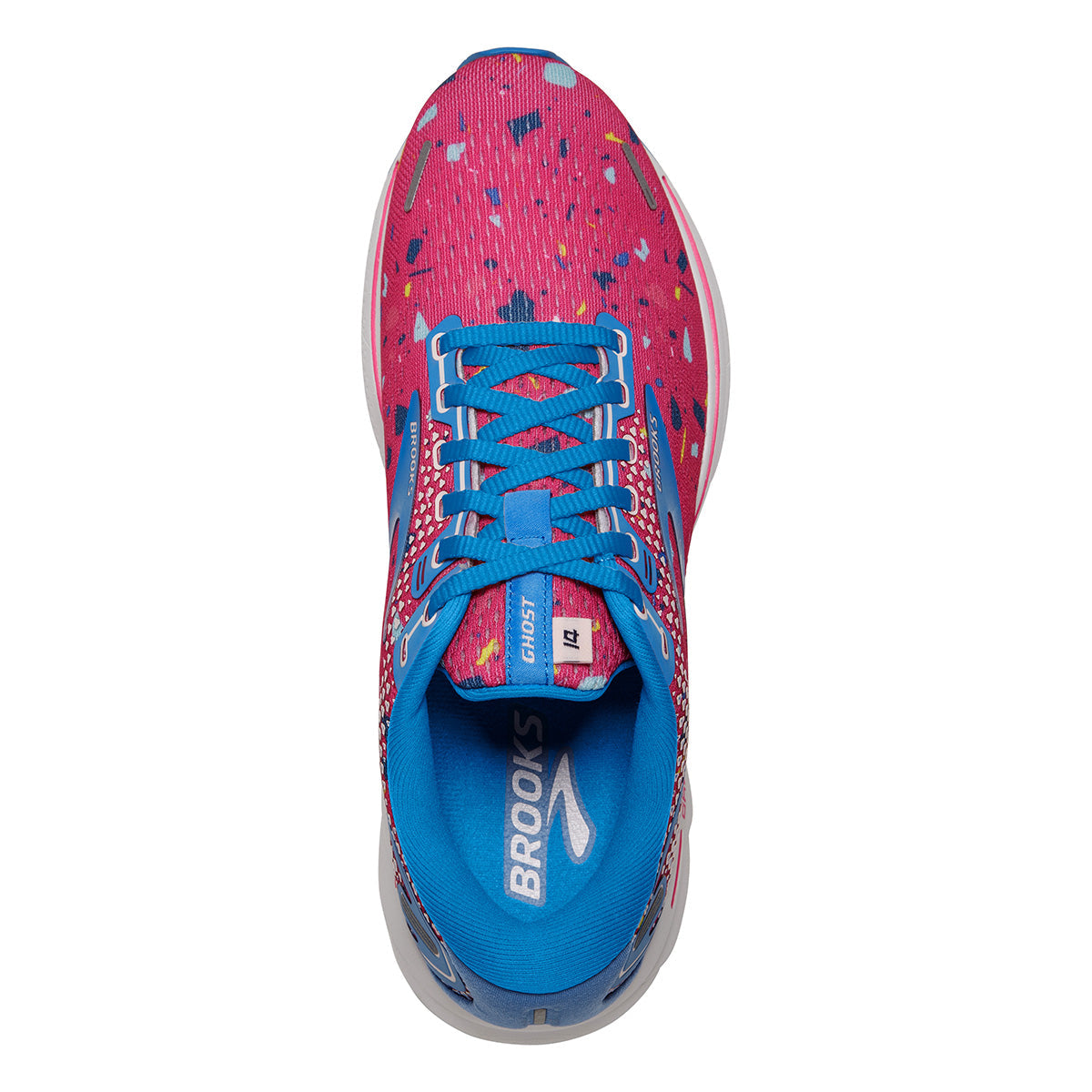 Brooks Ghost 14 FUSE — Beetroot - Campanula - Pink — Size B — Width 10.5 — Back View