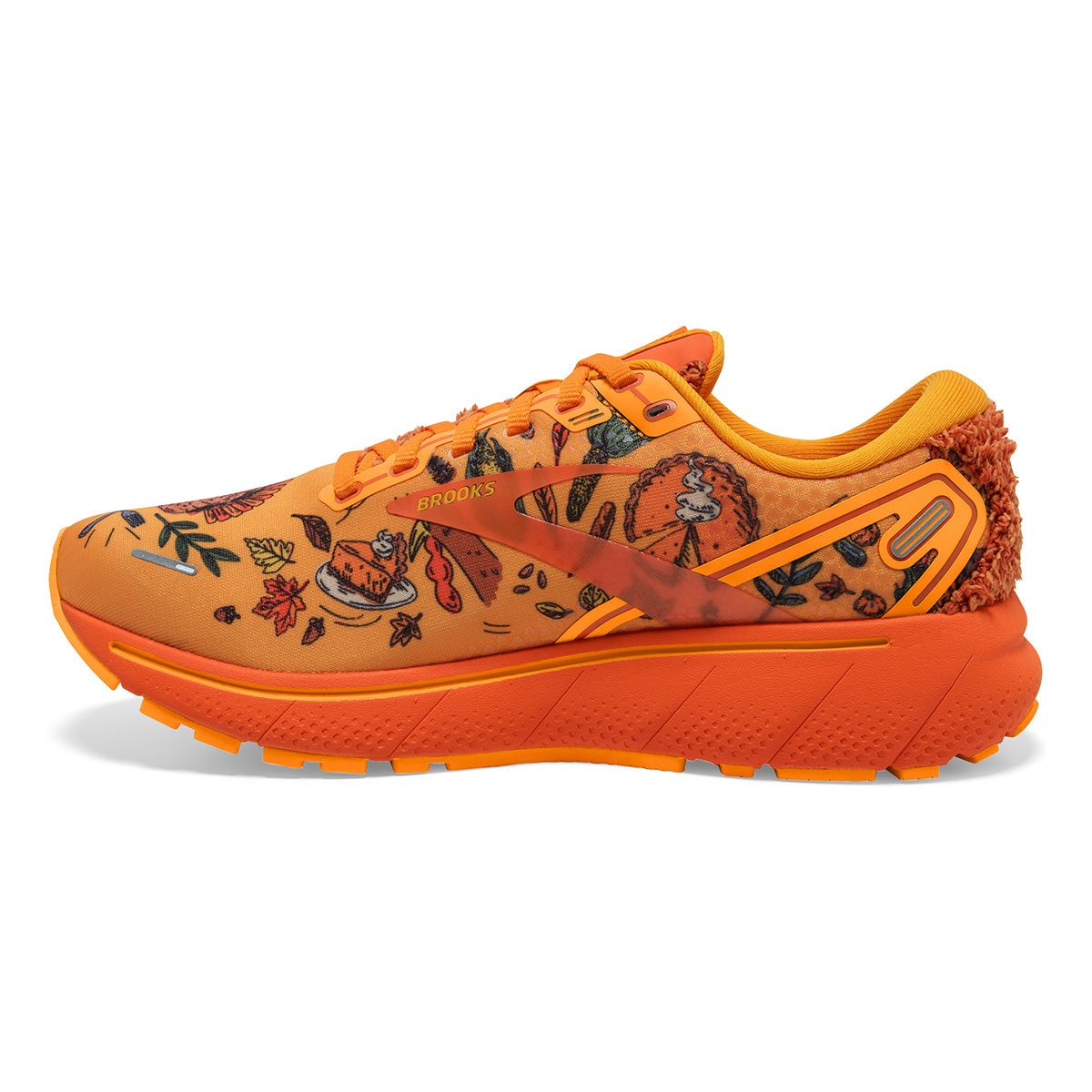 Brooks Ghost 14 Trot Happy — Citrus - Gold Flame - Orangeade — Size B — Width 10.5 — Side View