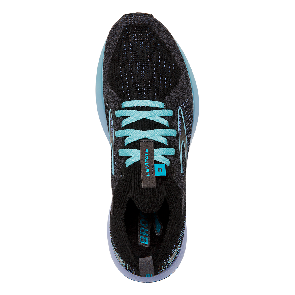 Brooks Levitate StealthFit 5 Metallic — Bluefish - Cornflower - Black — Size B — Width 12 — Back View