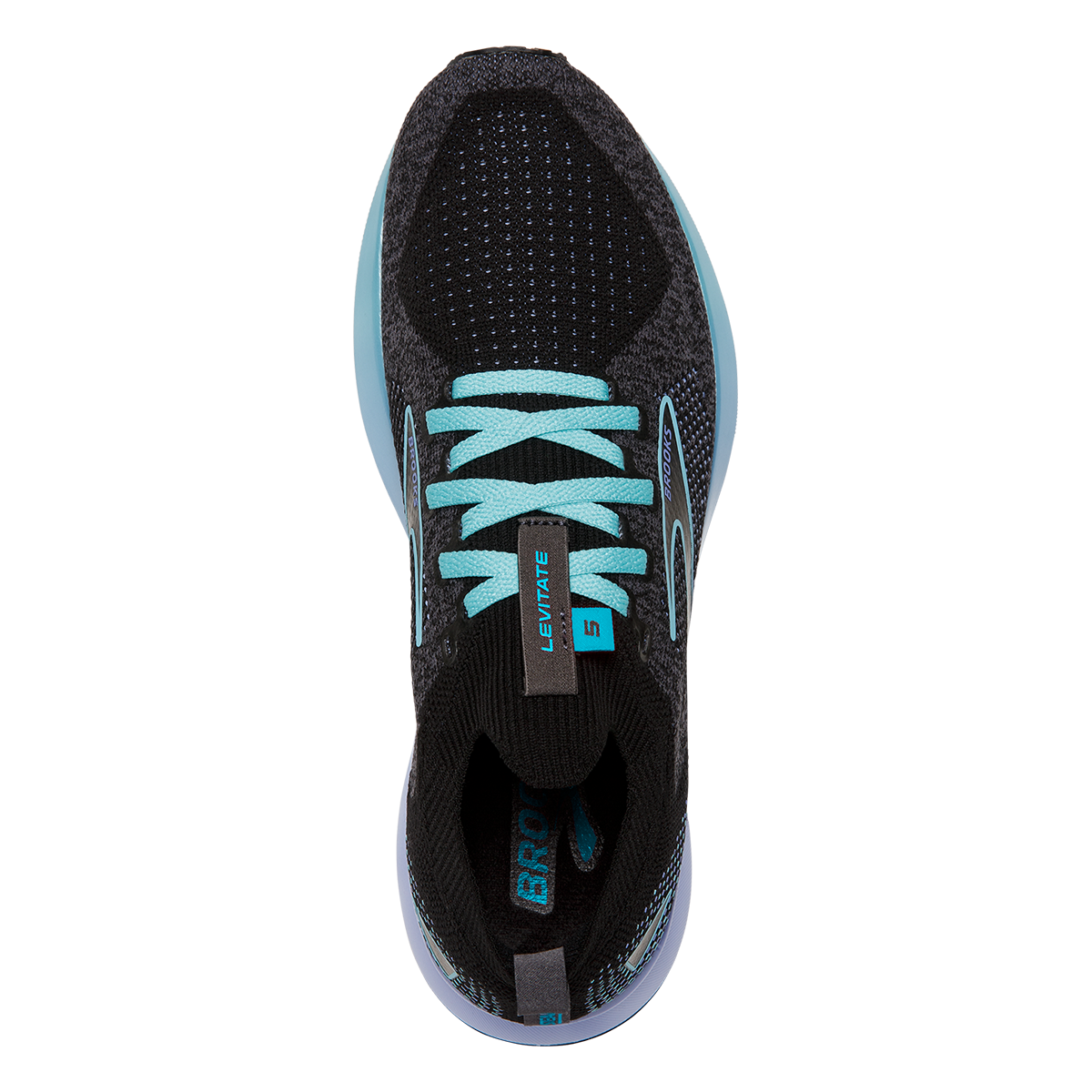 Brooks Levitate StealthFit 5 Metallic — Bluefish - Cornflower - Black — Size B — Width 12 — Back View