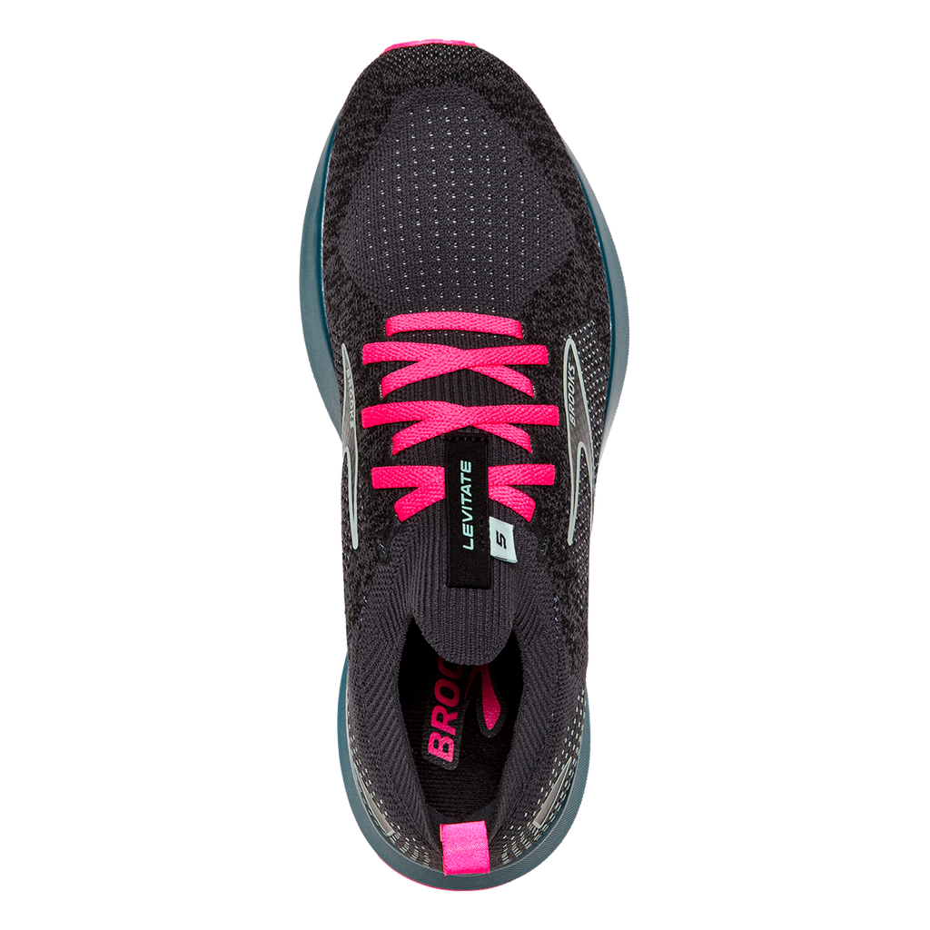 Brooks Levitate StealthFit 5 — White - Navy Blue - Yucca — Size B — Width 6 — Back View