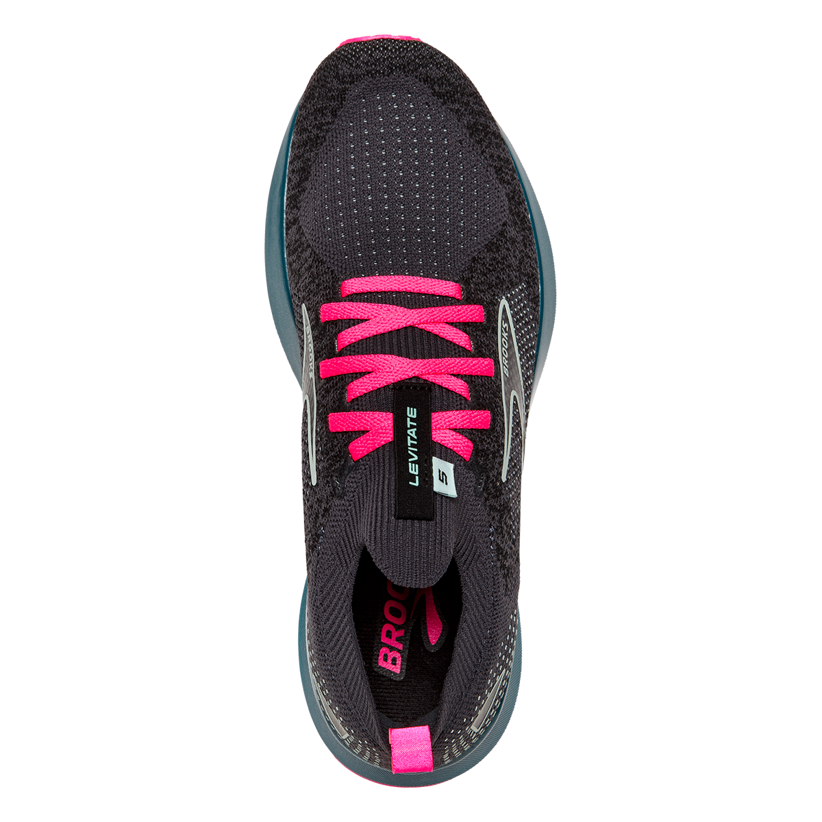 Brooks Levitate StealthFit 5 — White - Navy Blue - Yucca — Size B — Width 6 — Back View