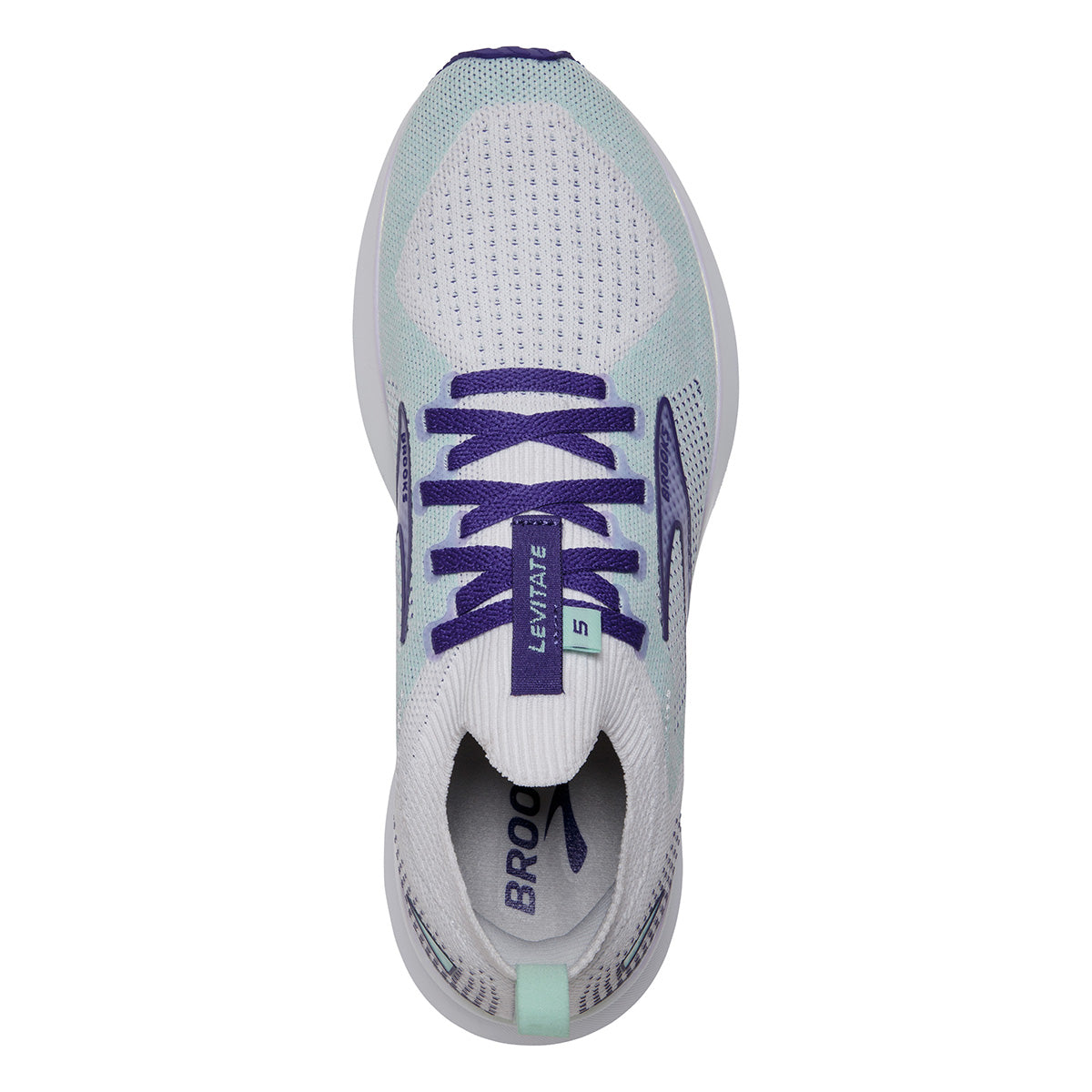 Brooks Levitate StealthFit 5 — White - Navy Blue - Yucca — Size B — Width 6 — Alternate View 28