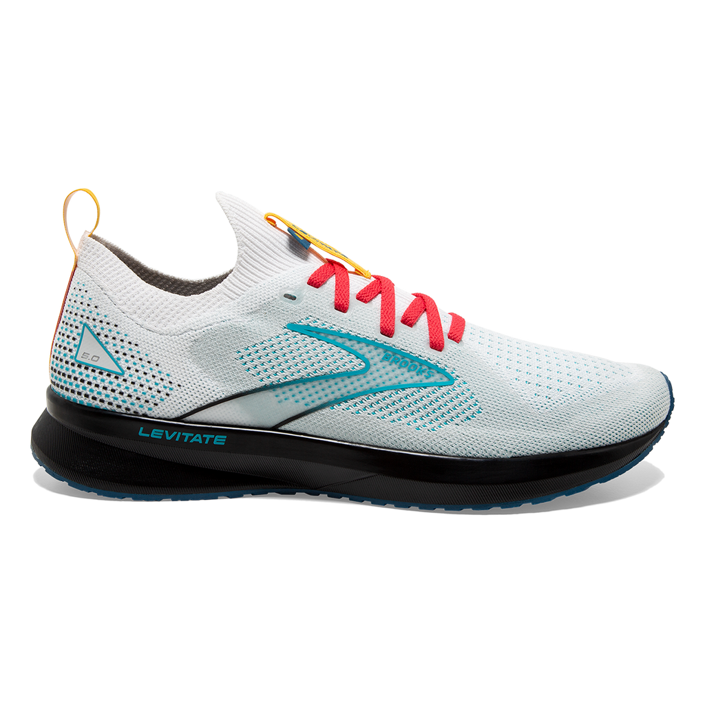 Brooks Levitate StealthFit 5 Regional — White - Luna - Bluebird — Size B — Width 10.5 — Top View