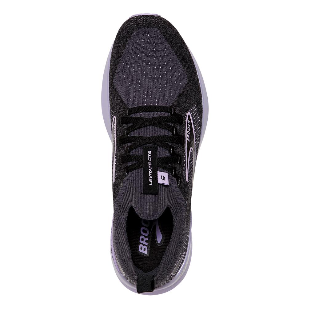 Brooks Levitate StealthFit GTS 5 — White - Navy Blue - Yucca — Size B — Width 11 — Back View