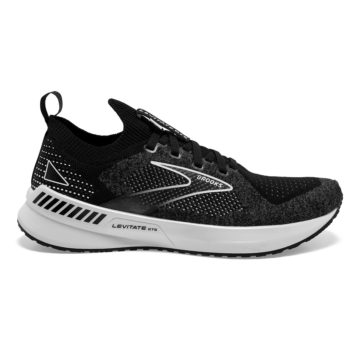 Brooks Levitate StealthFit GTS 5 — White - Navy Blue - Yucca — Size B — Width 11 — Detail View