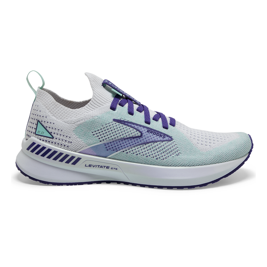 Brooks Levitate StealthFit GTS 5 — White - Navy Blue - Yucca — Size B — Width 11 — Alternate View 9